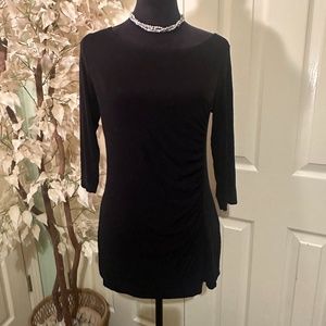 Chico's Travelers Black Tunic Top with Asymmetrical Hem Size 1
